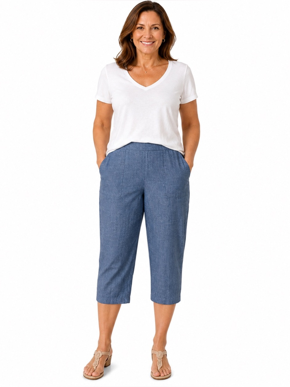 Classic Crop Pull-On Pants in Blue